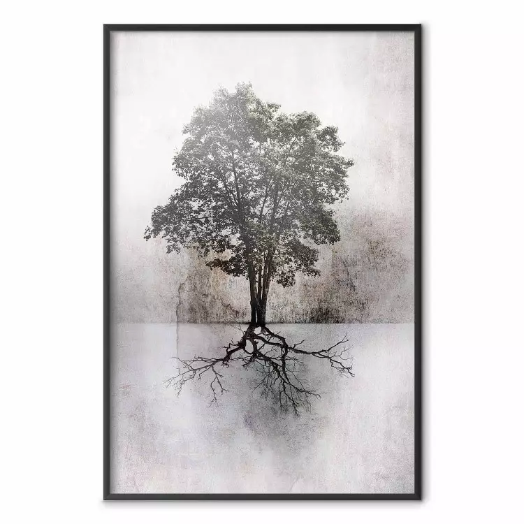 Landscape - Tree With Extensive Roots on a Brown and White Background
