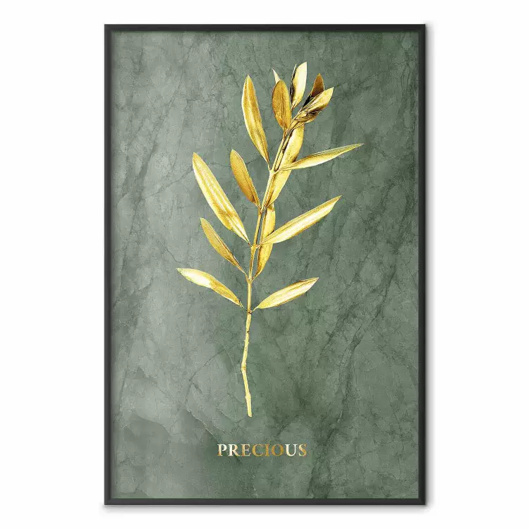 Original Plant - Fragment of an Olive Tree on a Marble Background