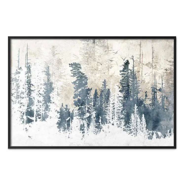 Abstract Grove - Landscape of a Winter Forest With Blue Trees