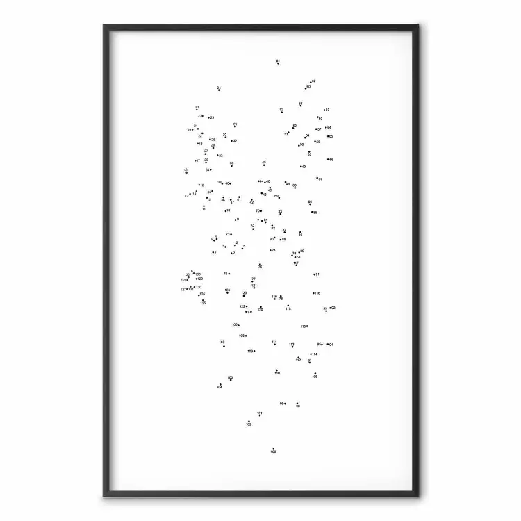 Numerisches Chaos - schwarze Punkte mit Zahlen auf weißem Hintergrund