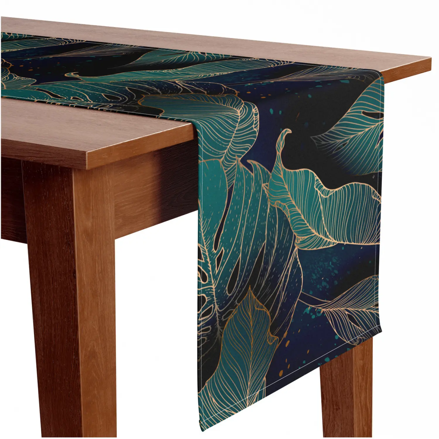Tischlufer modern Botanical gold - a floral composition with monstera  leaves dekorativ - Tischlufer - bimago