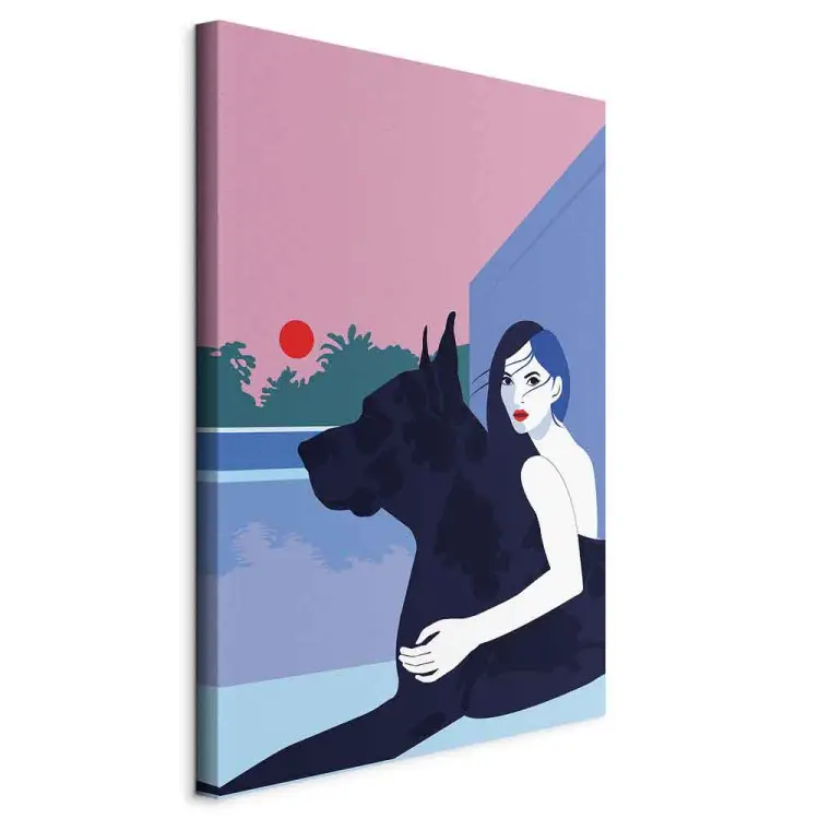 Frau mit Hund - Minimalistische Vektorillustration