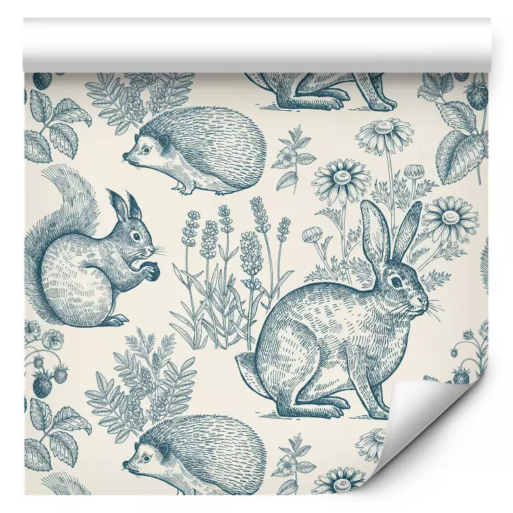 Monochrome Nature - Animals and Flowers on a Light Background