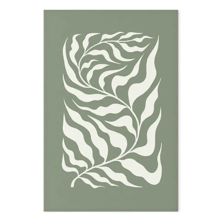 Botanisches Muster - Pflanze auf salbeifarbenem Hintergrund