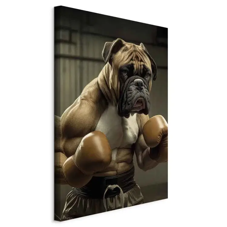 AI Boxerhund - Fantasieporträt eines starken Tieres im Ring - vertikal