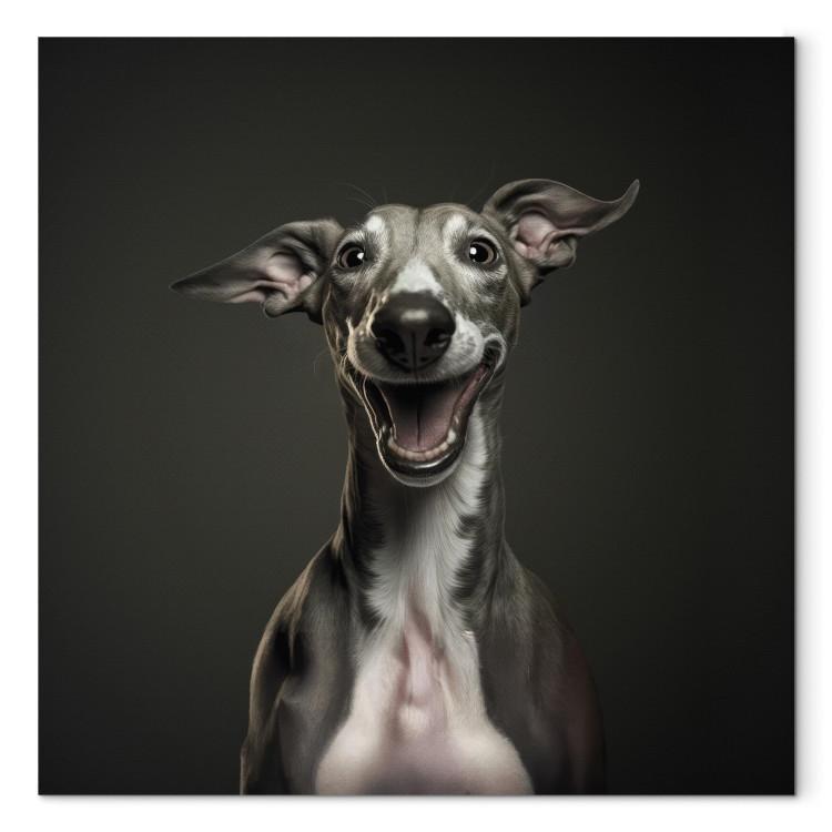 Leinwandbild AI Greyhound Dog - Portrait of a Wide Smiling Animal - Square