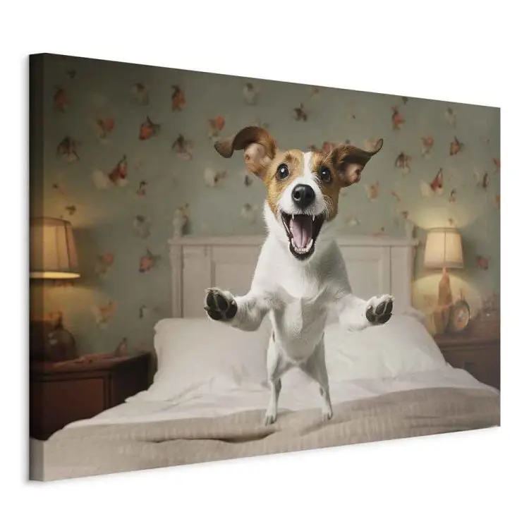 AI Jack Russell Terrier - Hund springt in Umarmung, horizontal
