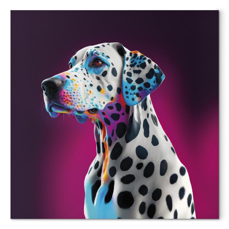 Leinwandbild AI Dalmatian Dog - Spotted Animal in a Pink Room - Square