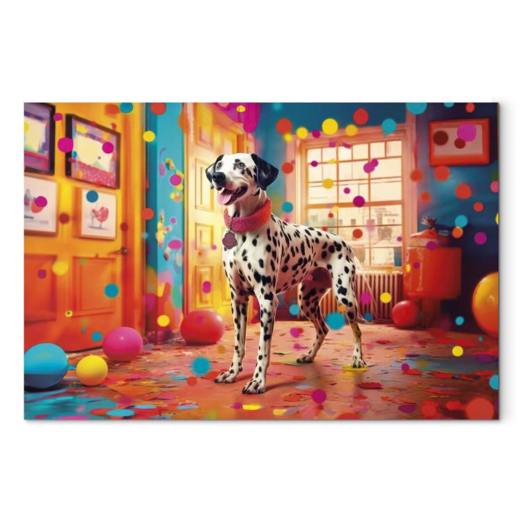 Leinwandbild AI Dalmatian Dog - Spotted Animal in Color Room - Horizontal