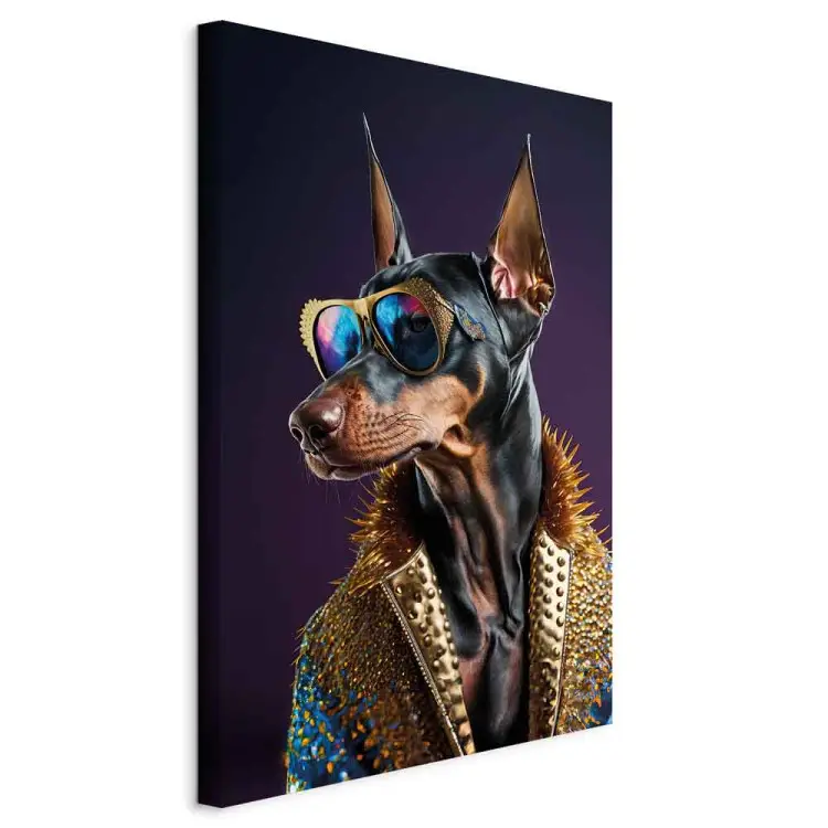 AI Dobermann - Fantasie Porträt in stilvoller Brille