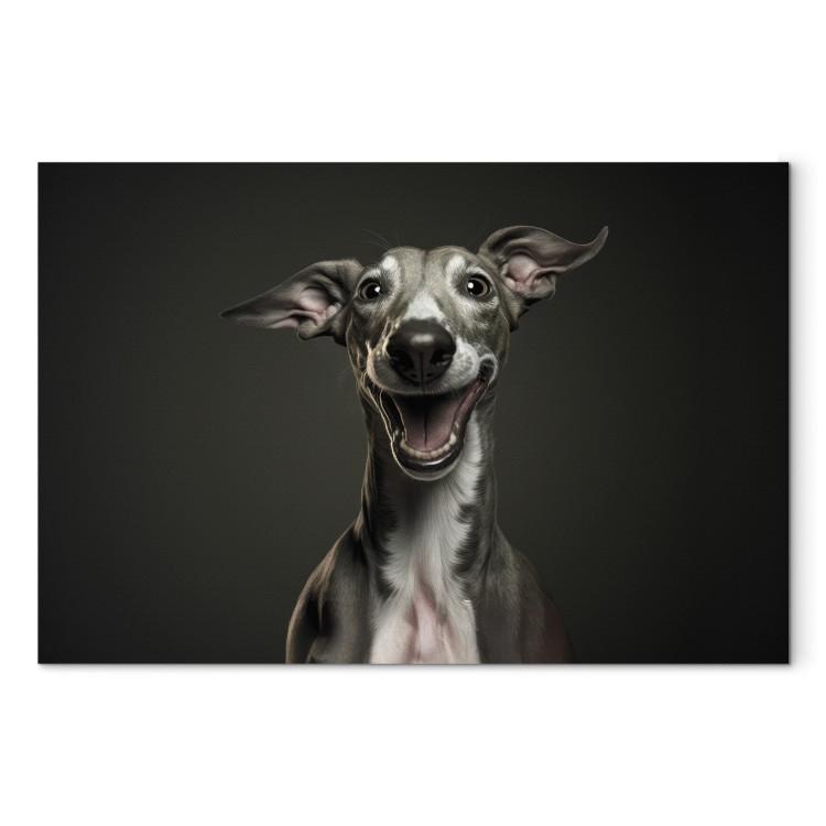 Leinwandbild AI Greyhound Dog - Portrait of a Wide Smiling Animal - Horizontal