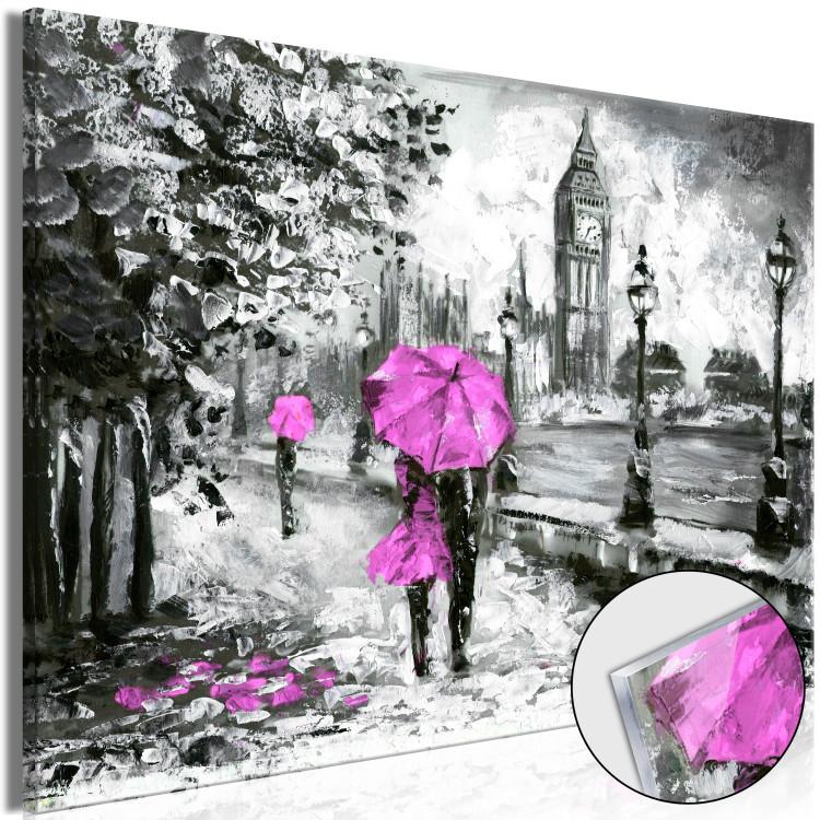 Glasbild Walk in London - Pink [Glass]