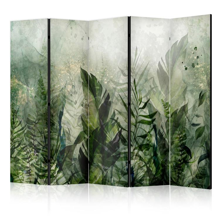 Paravent In the Morning Dew - A Landscape of Leaves on a Green Background II [Room Dividers]