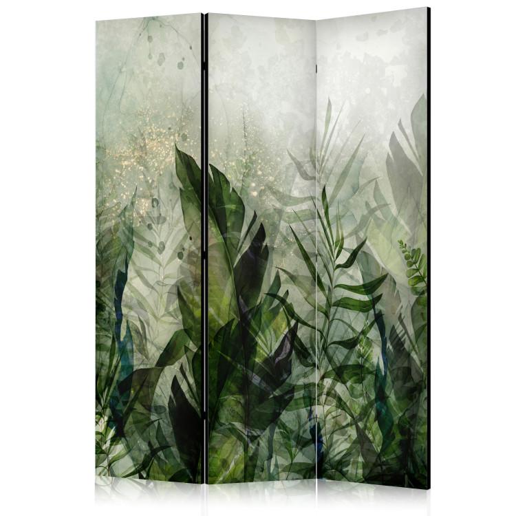 Paravent In the Morning Dew - A Landscape of Leaves on a Green Background [Room Dividers]