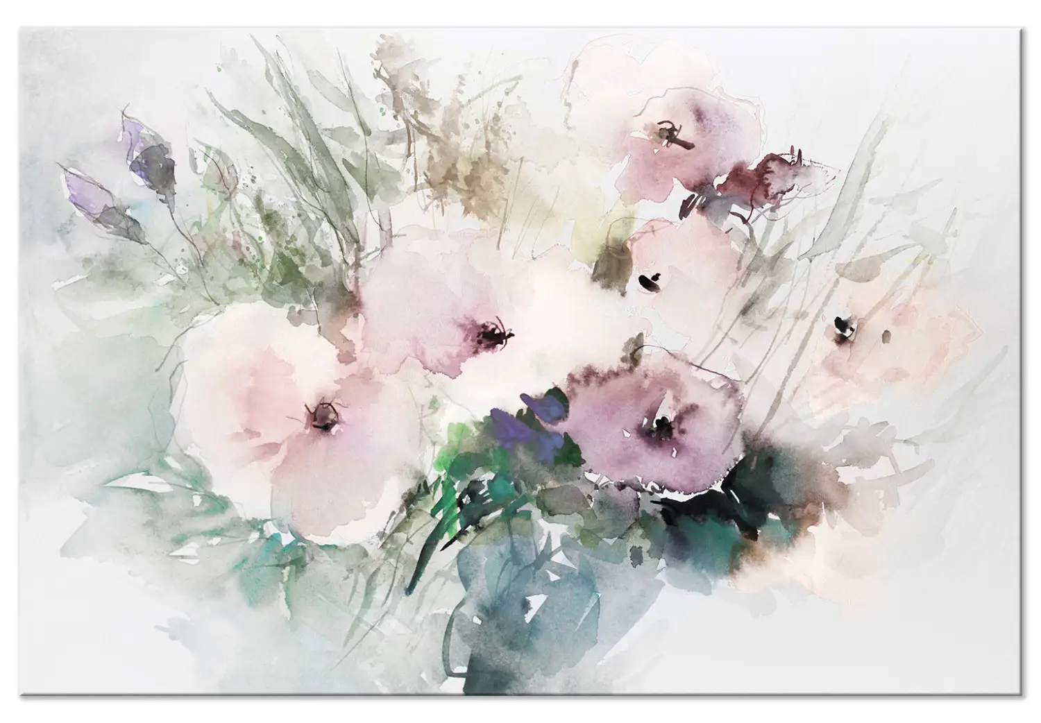 XXL Bild Blumenstrauß - florale Komposition in Aquarell gemalt - Wandbilder XXL