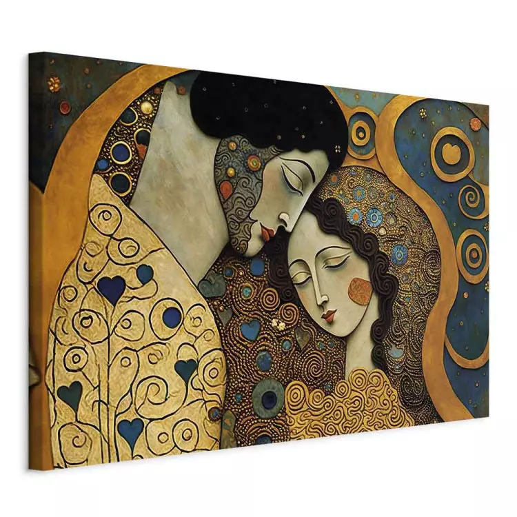 Sich umarmendes Paar - Mosaikporträt im Stil von Gustav Klimt