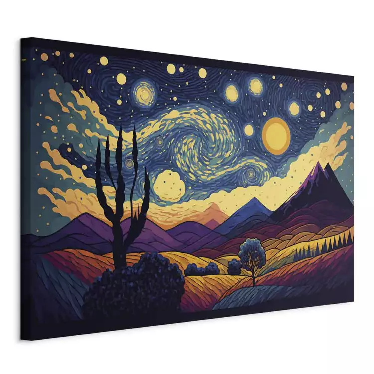Impressionistische Landschaft - Berge und Wiesen unter Sternenhimmel