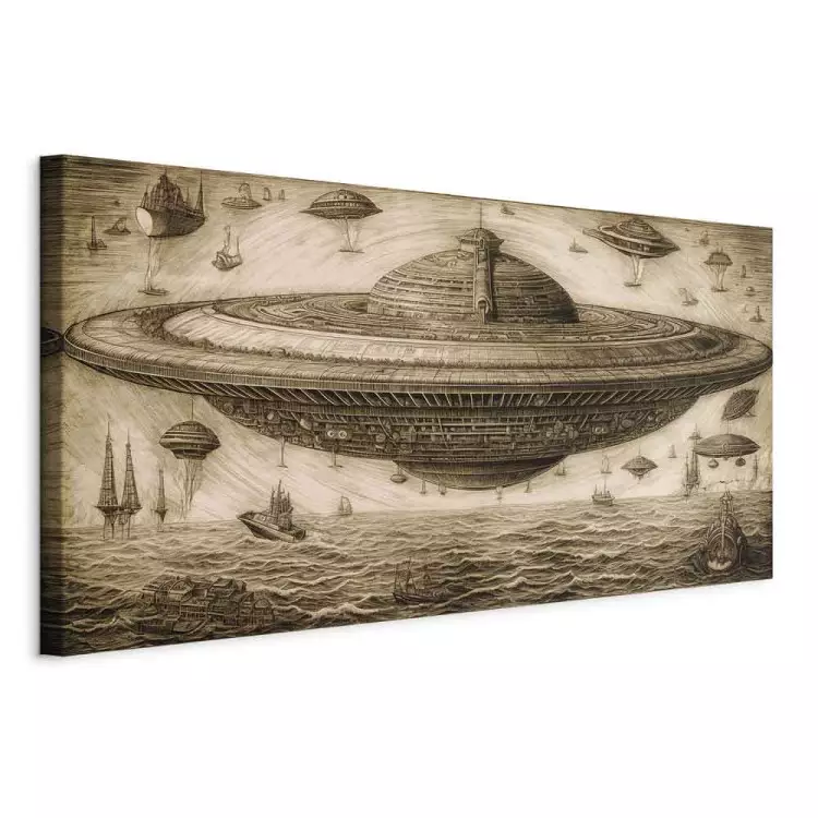 Ufo-Schiff - Skizze im Stil von Leonardo da Vinci
