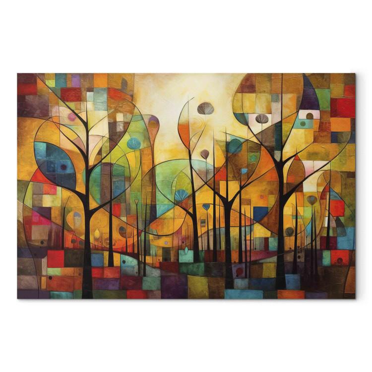 Leinwandbild Colorful Forest - A Geometric Composition Inspired by Klimt’s Style