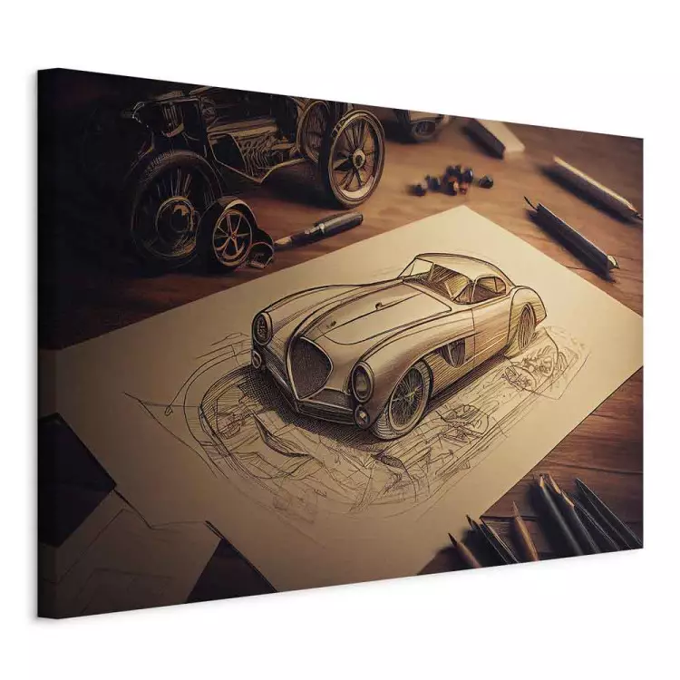 Autoskizze - von AI generierte Zeichnung eines Oldtimers