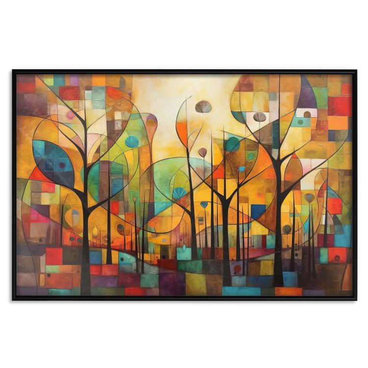 Poster Colored Forest - A Geometric Composition Inspired by Klimt’s Style