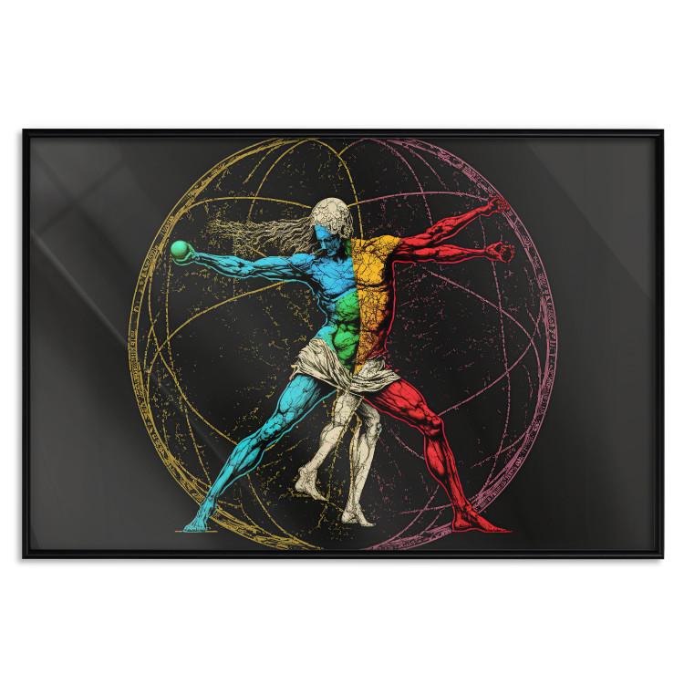Poster Vitruvian athlete - a composition inspired by da Vinci's creation