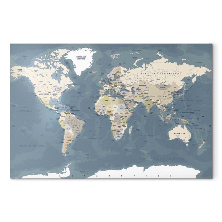 Leinwandbild Retro World Map - Vintage Political Map in Faded Colors