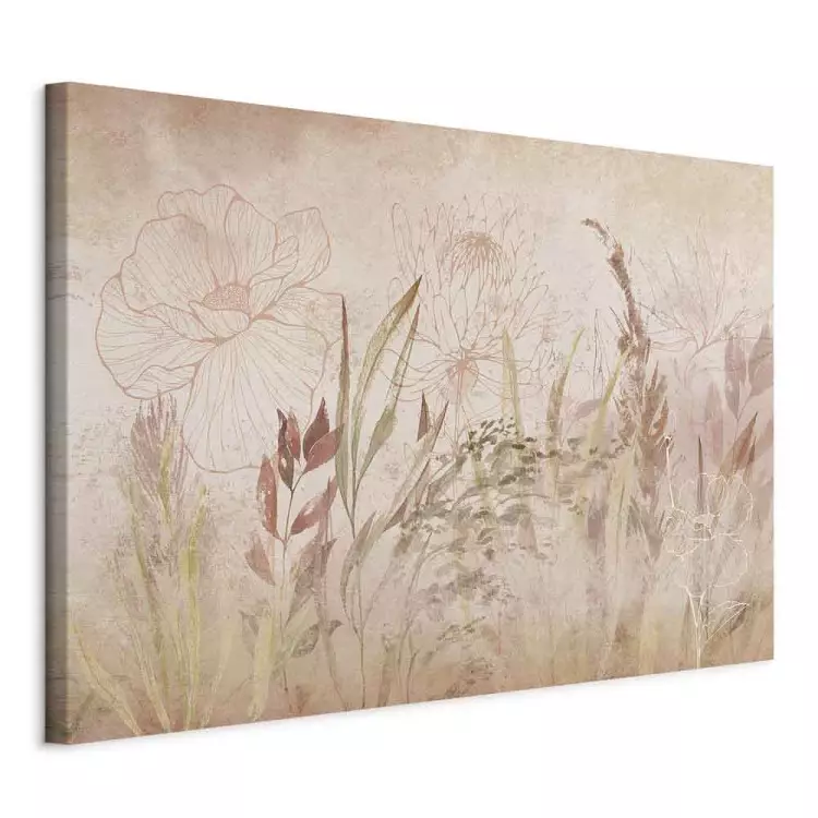 Garten im Boho-Stil - Blumen und Pflanzen in Beige- und Rosatönen