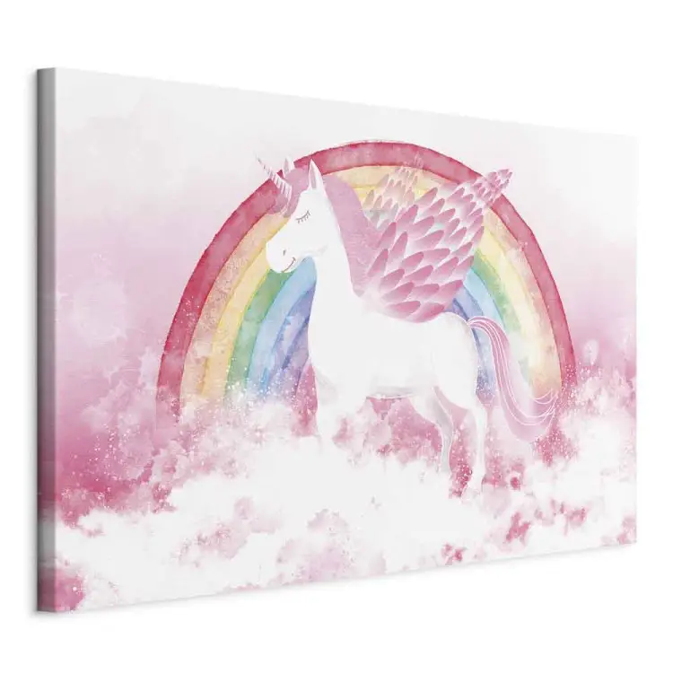 Pink Power - Einhorn mit Flügeln und Regenbogen auf Wolken