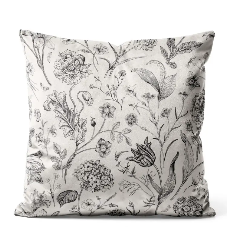 Botanist’s Journal - Black and White Composition With Meadow Flora