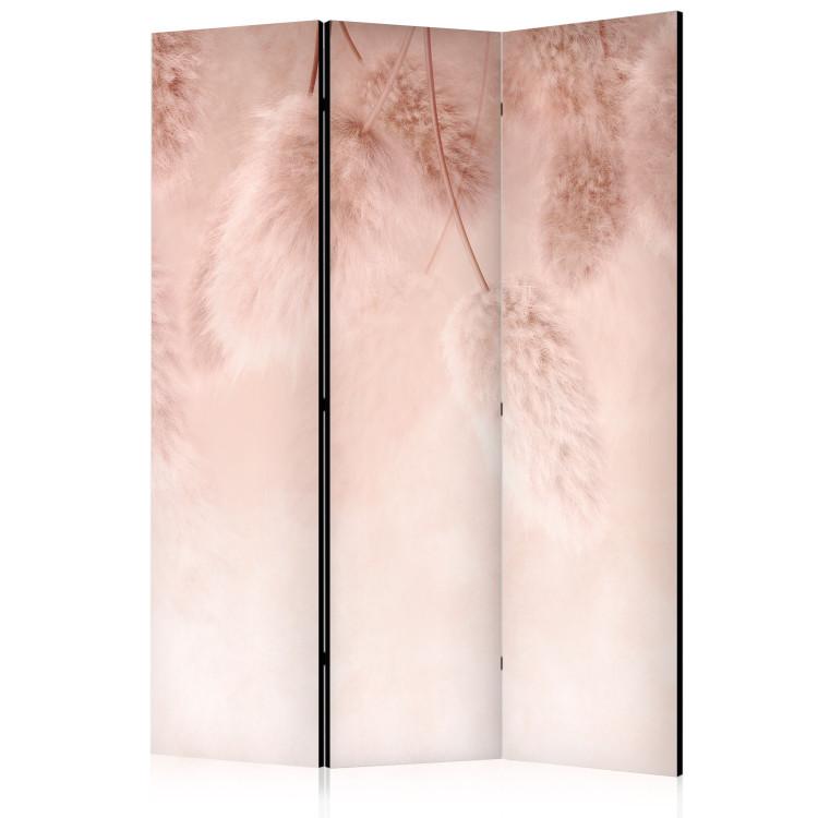 Paravent Pastel Plants - Fluffy Flowers in Boho Style on a Pink Background [Room Dividers]