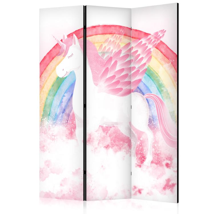 Paravent Pink Power - A Unicorn With Wings and a Rainbow on a Background of Clouds [Room Dividers]