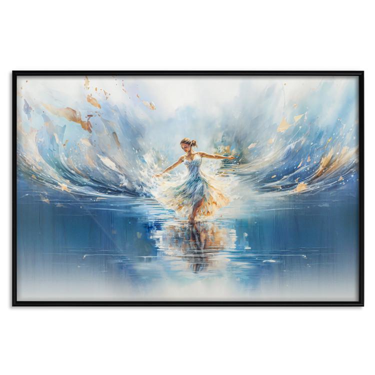 Poster The Beauty of Dance - A Ballerina Dancing in the Middle of a Blue Lake