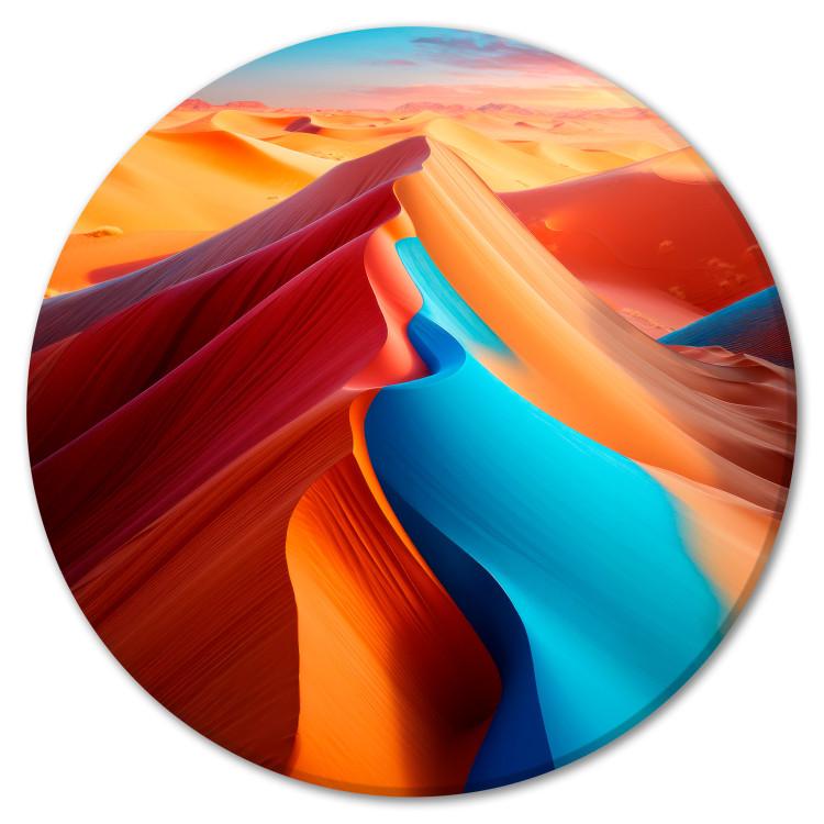 Rundes Bild Desert Color Fever - Colorful Sand Mountain Against the Sky