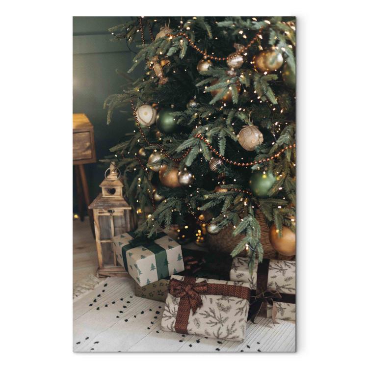 Leinwandbild Christmas Time - Wrapped Gifts Arranged Under a Decorated Tree