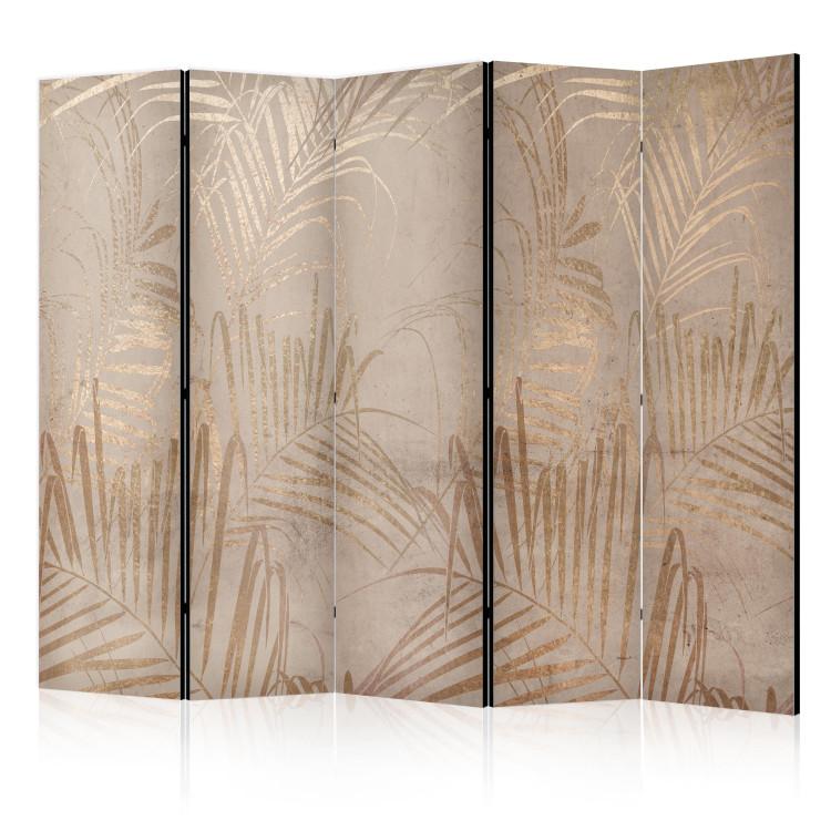 Paravent Coast of Palm Trees - Artistic Beige Composition With Leaves II [Room Dividers]