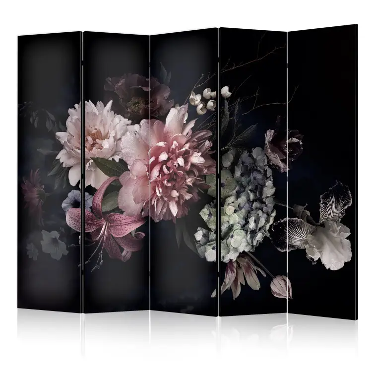 Holländischer Strauß II - bunte Blumen auf dunklem Hintergrund