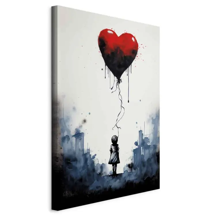Fliegender Luftballon - Aquarellkomposition im Banksy-Stil