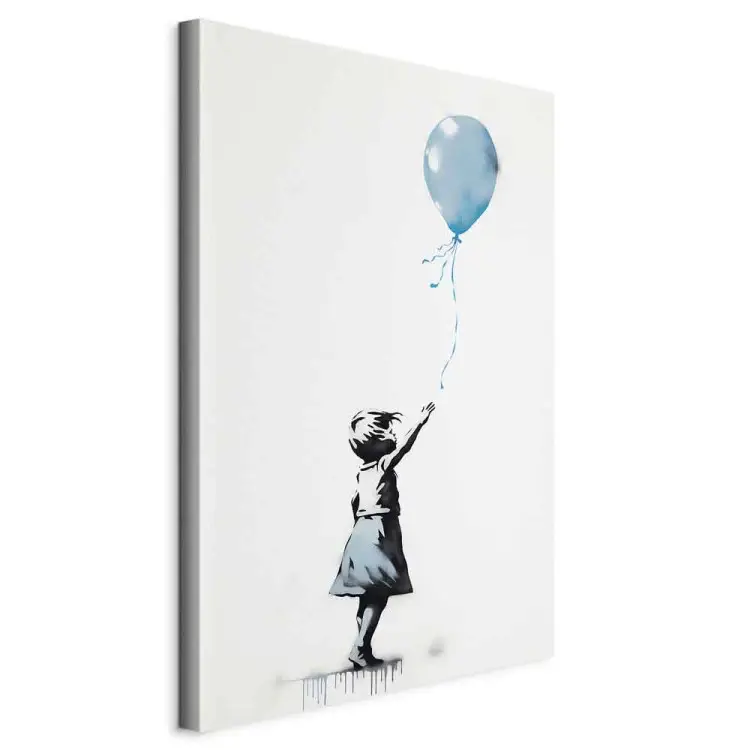 Blauer Luftballon - Mädchenfigur auf Graffiti im Banksy-Stil
