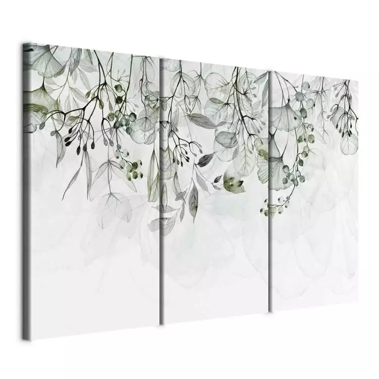 Aquarell Natur - grüne Blätter und Blumen auf einem weißen Hintergrund