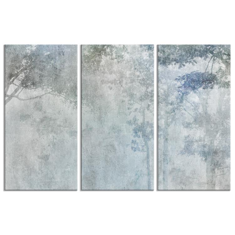 Leinwandbild Trees in a Misty Aura - Nature in Blue-Gray Tones