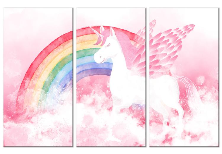 Leinwandbild Pink Unicorn Power - Rainbow Composition With an Animal