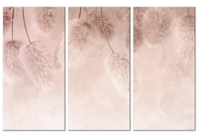 Leinwandbild Pastel Boho - Pink Fluffy Composition With Plants