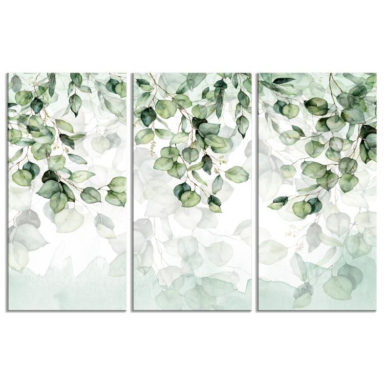 Leinwandbild Lightness of Leaves - Delicate Green Composition With Twigs