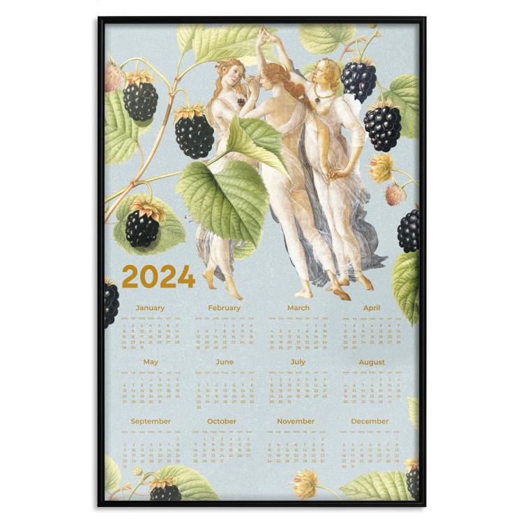 Poster Calendar 2024 - Collage of Three Graces Painting With Botanical Theme