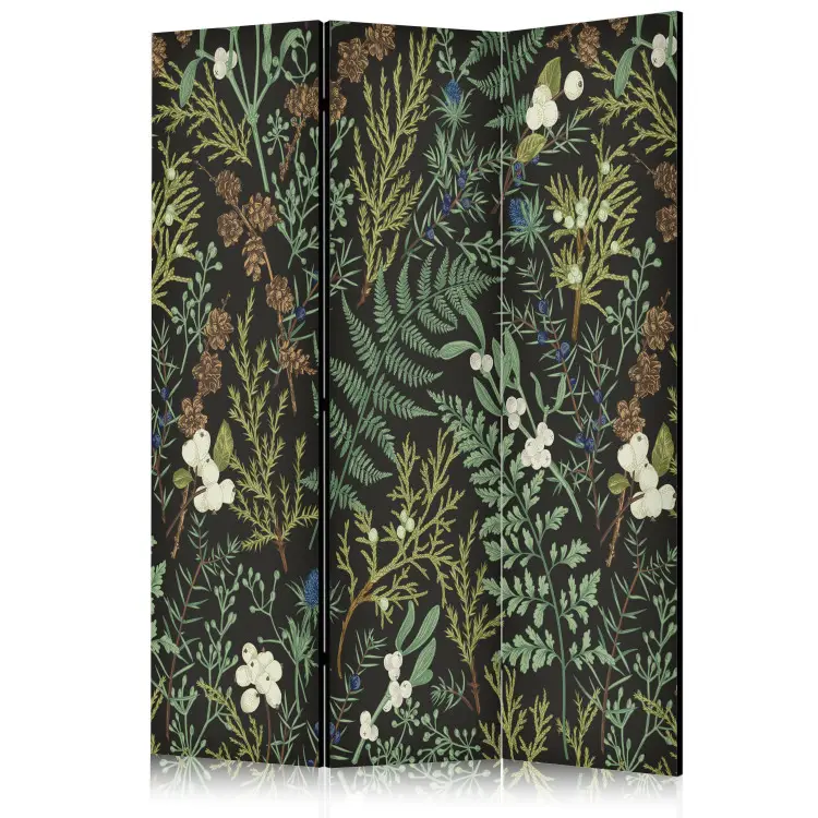 Botanisches Muster – Viele Blattarten auf graphitfarbenem Hintergrund
