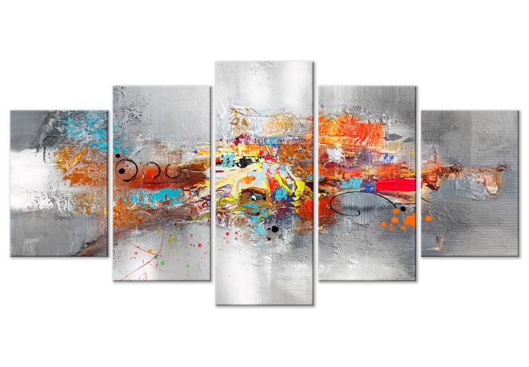 Leinwandbild Colorful Abstraction - Expression in Vivid Colors on a Silver Background