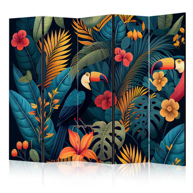 Paravent Exotic Birds - Toucans Amidst Colorful Vegetation II [Room Dividers]