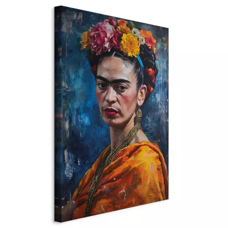 Frida Kahlo - Porträt der Künstlerin auf dunkelblauem Hintergrund
