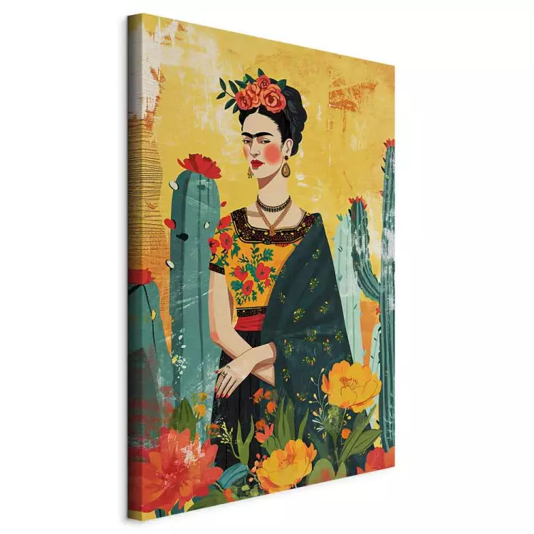 Frida Kahlo - künstlerische Darstellung der Künstlerin mit Kakteen